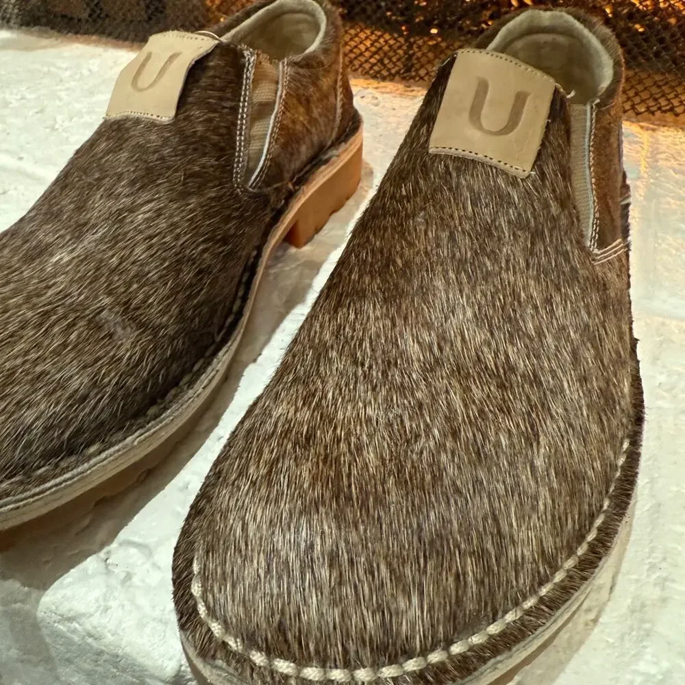 Uwezo Men's Luxury Cowhide Calf Hair Slip On Loafer Shoes Size 11 Made In Kenya